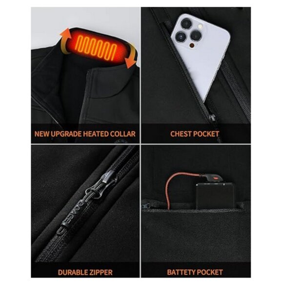 DOACE Heated Vest APP Control with Battery Pack for Men and Women Black 2XL - Picture 7 of 11